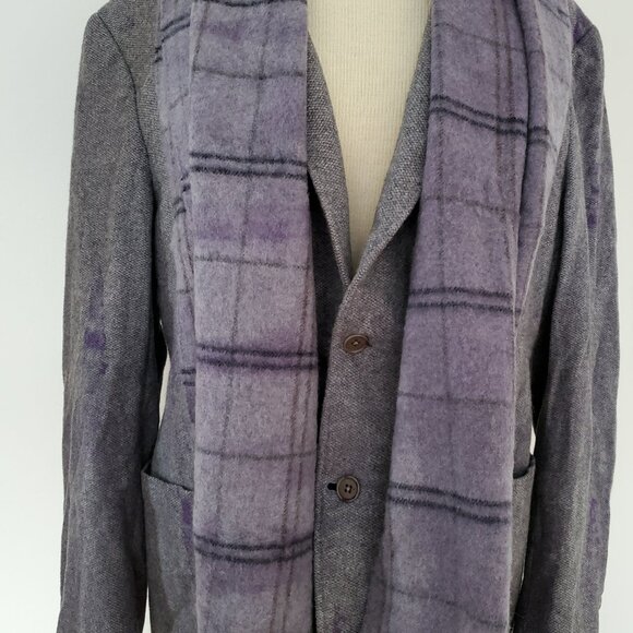 Canali italian cashmere wool angora kei blazer blue purple gray grey XL 44 46 L - Picture 3 of 11